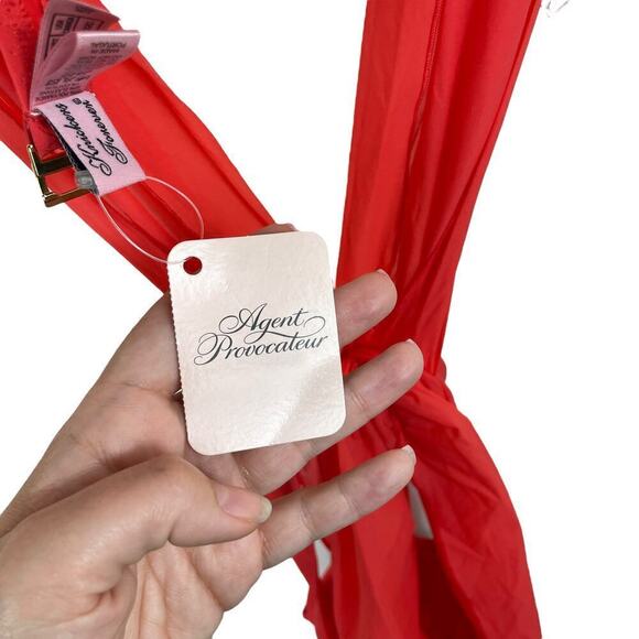 Agent Provocateur Lyssandra Cut Out One-Piece Swimsuit Bathing Suit Coral Sz 32C - Picture 7 of 8